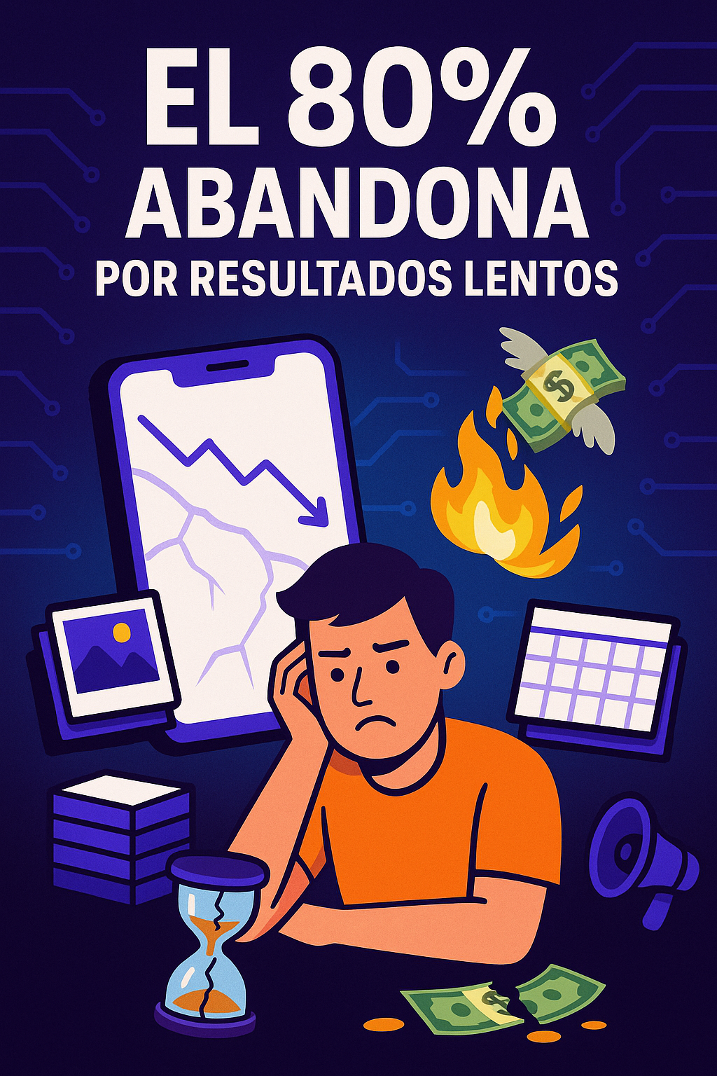 Gráfico que muestra que el 80% de las personas abandona sus proyectos